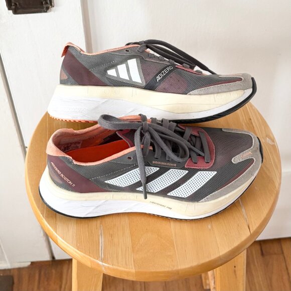 Adidas Adizero Boston 11 Gray Beam Orange size 6 women's - Picture 2 of 10